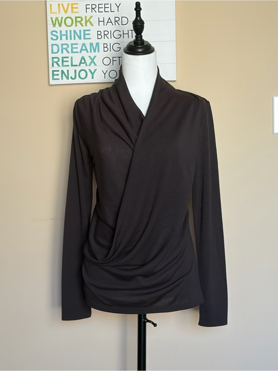 Ann Taylor Tops - Ann Taylor Black Draped Long-Sleeve Wrap Top
